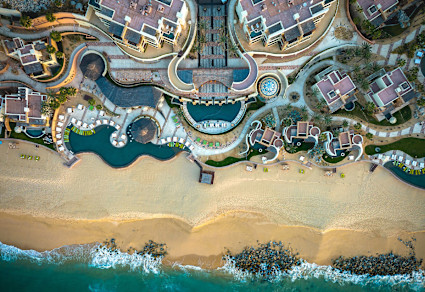 An overhead view of the Waldorf Astoria Los Cabos Pedregal. 