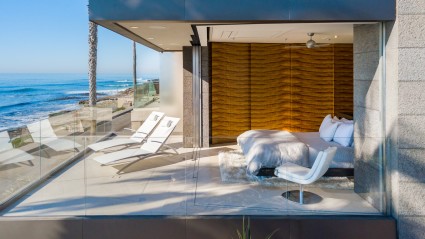 Marine Lair bedroom with view of beach