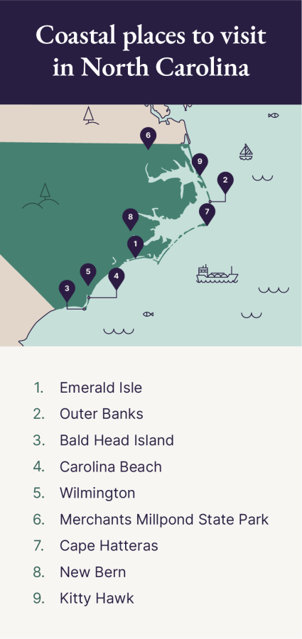 A map of the best places to visit in the mountainous region in North Carolina.