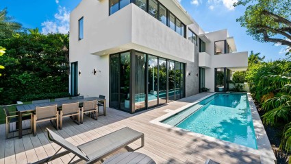 Outdoor pool and terrace in Miami home