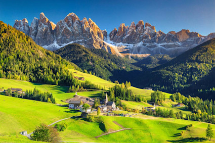 The Dolomites on a bright spring day.