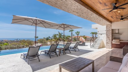 Ocean views from a stunning patio at a Cabo vacation home 