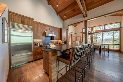 Teton Sky in Teton Village offers a warm, inviting kitchen ideal for hosting apres-ski after those first winter laps.