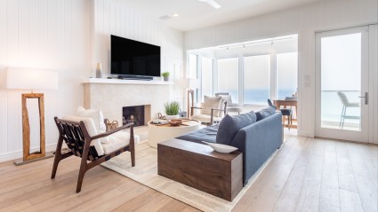 Malibu living room with views of ocean