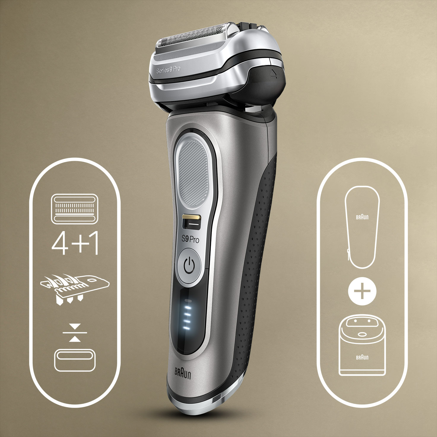 Series 9 Pro 9465cc Wet & Dry shaver with SmartCare center and travel case,  noble metal.