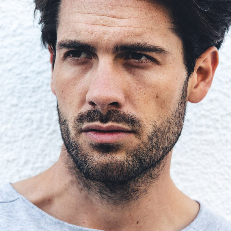 Portrait of a Handsome Man with a Beard Posing with His Hand on His Head   Free Stock Photo