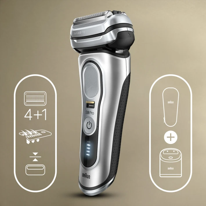 Series 9 Pro 9467cc Wet & Dry shaver with SmartCare center and travel case,  silver.