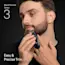 Young man trimming the beard on his chin with the Braun Beard Trimmer Series 3