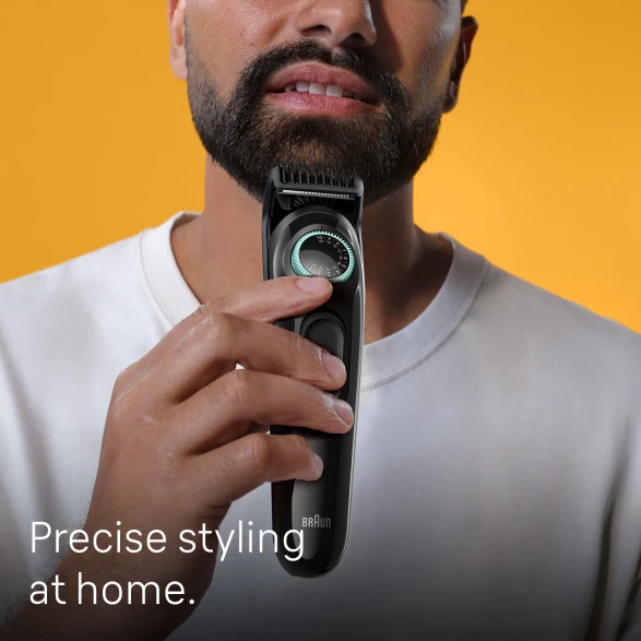 Man using product on beard