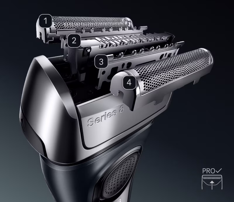 4 Perfectly Synchronized Shaving Elements מכונת גילוח Electric Shaver Series 8 8603s מבית Braun