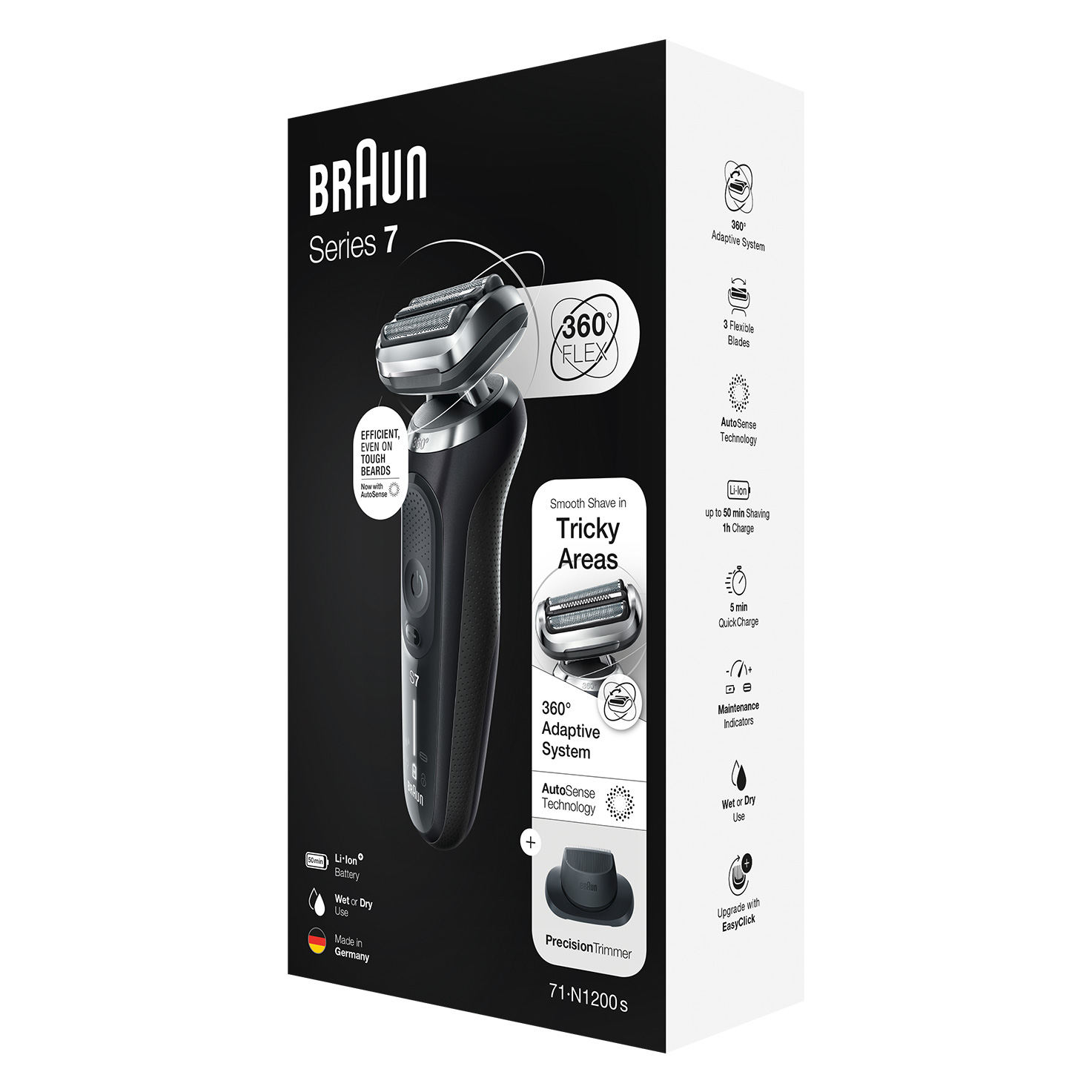 Braun Series 7 with Beard and Stubble Trimmer, Black