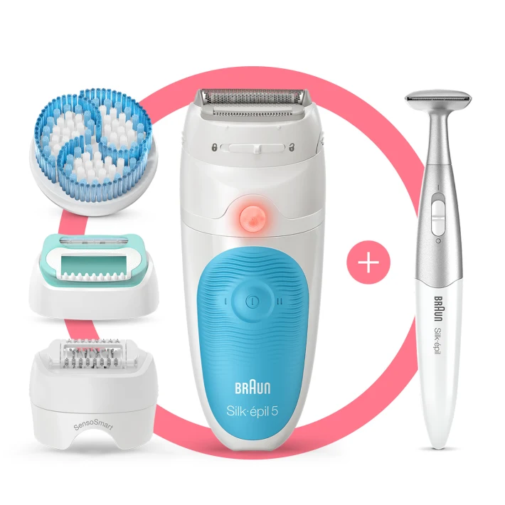 Braun Epilator Silk-epil 7 Wet Dry Gift Pack, 6 Caps, Bikini Trimmer