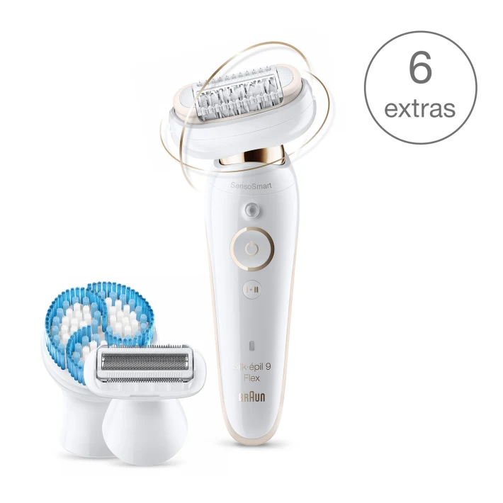 Silk-épil 9 Flex 9010 Wet & Dry epilator with 6 extras incl. deep