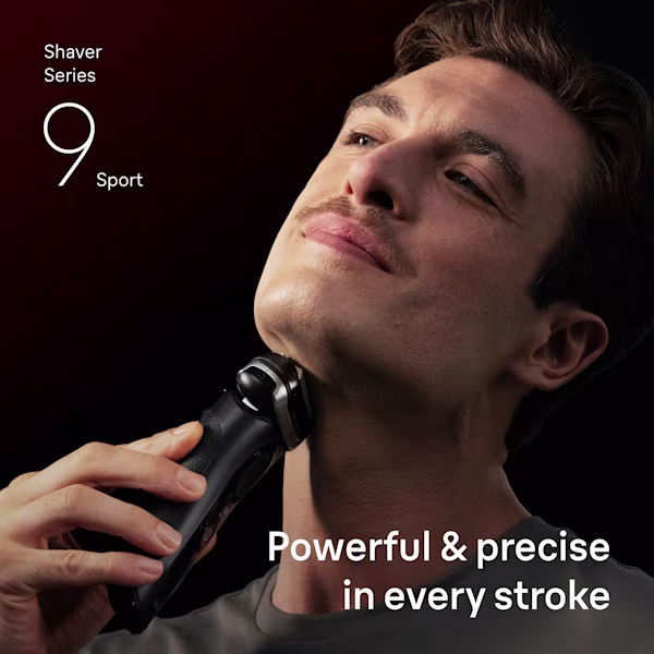 Man shaving his beard with Series 9 Sport edition. Man shaving his beard with Series 9 Sport edition.