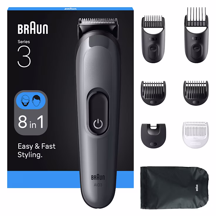 Braun AIO3540 Series 3 Επαναφορτιζόμενη Κουρευτική Μηχανή Γκρι 
