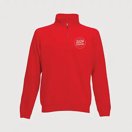 leavers 1/4 zipped red sweatshirt