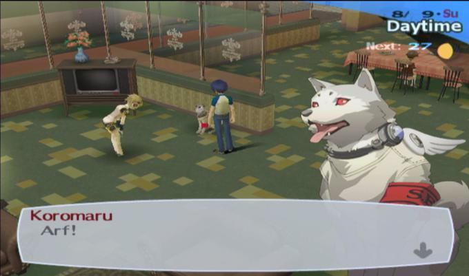 The dog from Persona 3 going 'Arf'.