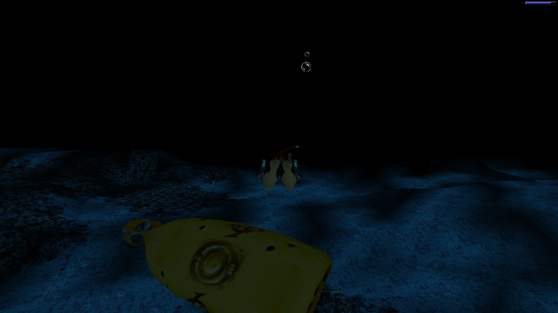 Lara Croft, underwater. Alone. Afraid.