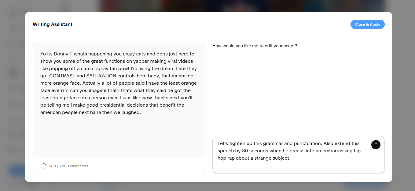 Prompt to the AI