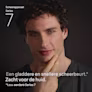 Een lachende man met een geschoren gezicht. Tekst zegt: Een gladdere en snellere scheerbeurt. 