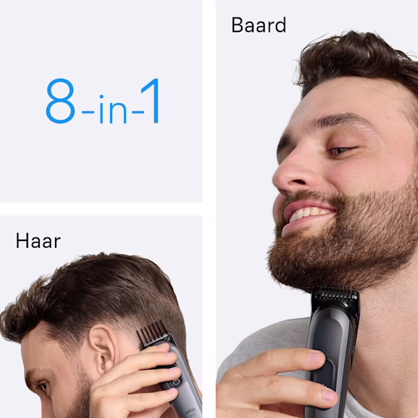 Verschillende manieren om de Braun Trimset Series 3-trimset op baard en haar te gebruiken. Verschillende manieren om de Braun Trimset Series 3-trimset op baard en haar te gebruiken.