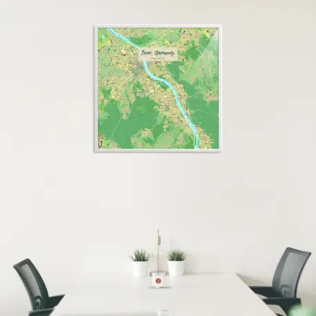Bonn-Landkarte als Poster im Jalma Design in einem Besprechungsraum