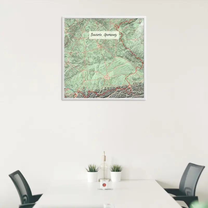 Bayern-Landkarte als Poster im Nani Design in einem Besprechungsraum