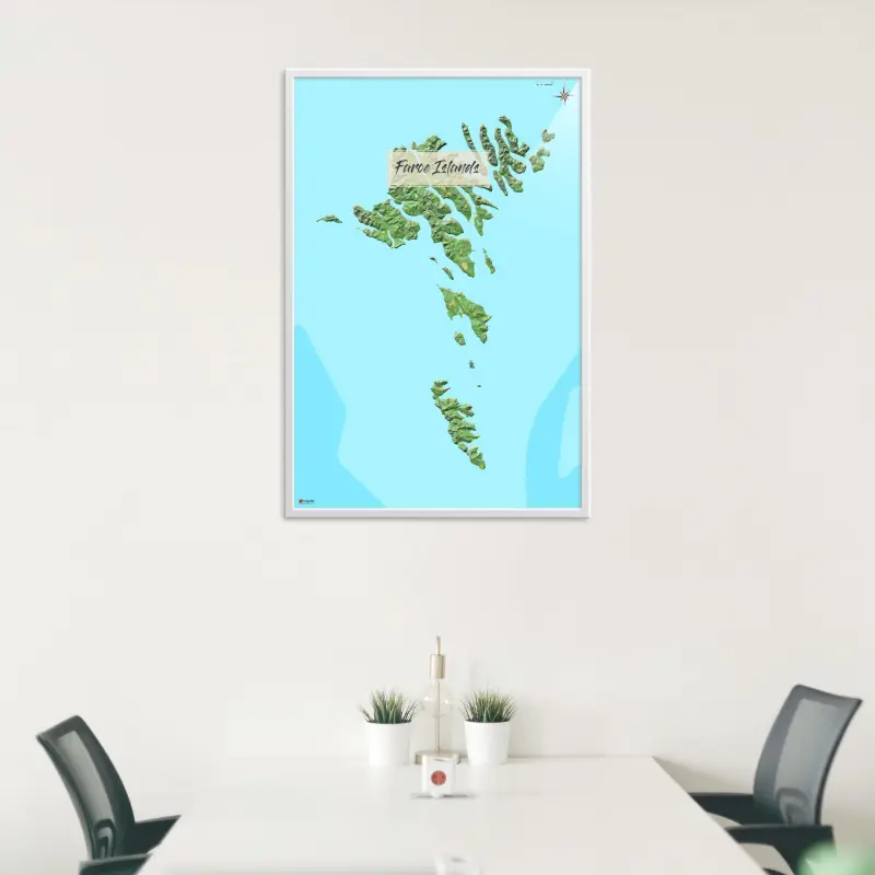 Färöer-Landkarte als Poster im Jalma Design in einem Besprechungsraum