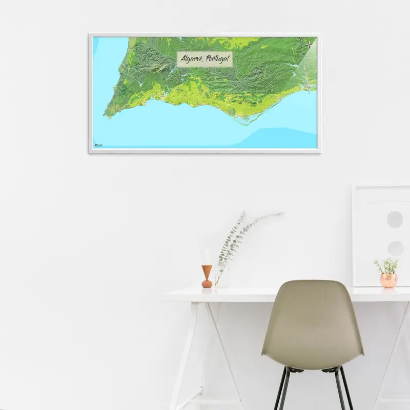 Algarve-Landkarte als Poster im Jalma Design in einem Büro