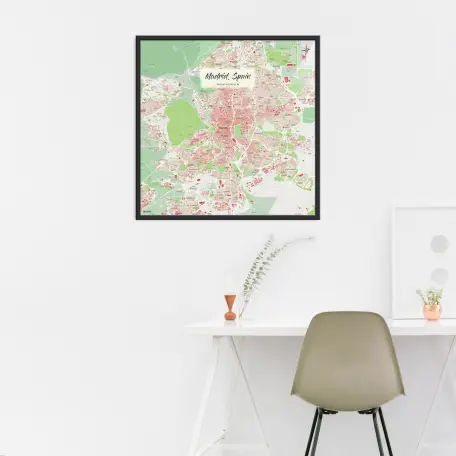 Madrid-Stadtkarte als Poster im Nani Design über einem Schreibtisch