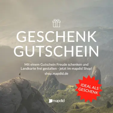 mapdid Geschenkgutscheine sind das ideale Geschenk für Freunde und Bekannte - Freude schenken und Landkarte frei gestalten