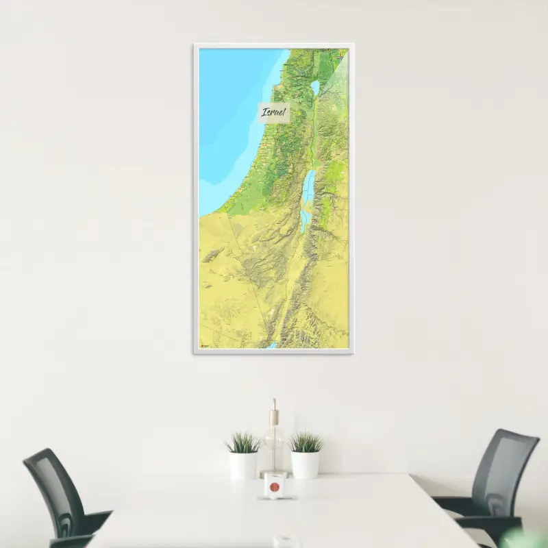 Israel-Landkarte als Poster im Jalma Design in einem Besprechungsraum