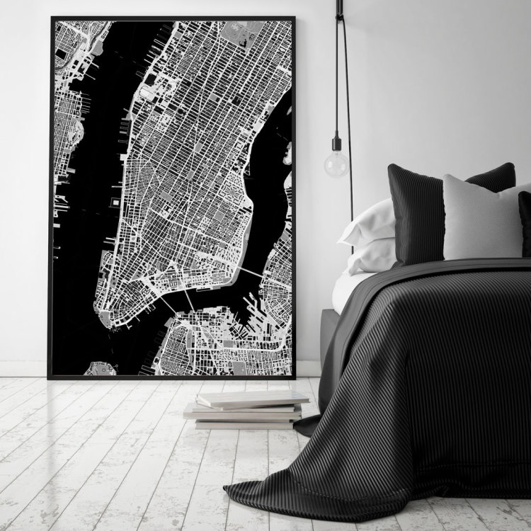 Kaia - schwarz-weiße Weltkarte New York