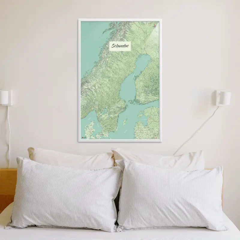 Schweden-Landkarte als Poster im Nani Design über Kissen