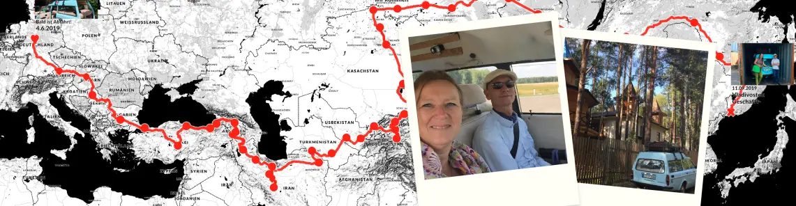 Persönliche Landkarte als einzigartige Erinnerung an den Roadtrip von Deutschland nach Vladivostok
