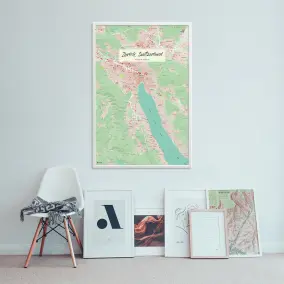 Zürich-Stadtkarte als Poster im Nani Design an der Wand über einer Bildergalerie