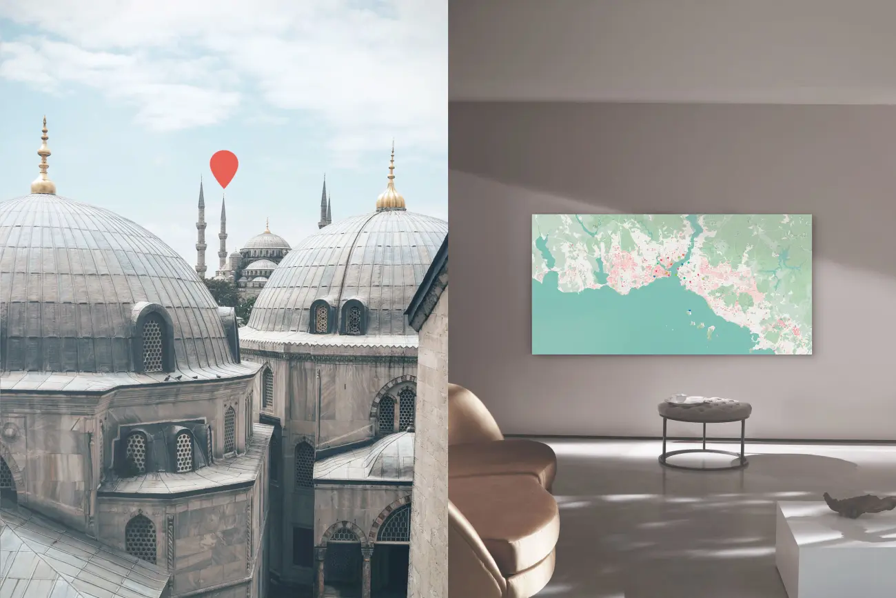 Istanbul-Stadtplan als Leinwand gestalten