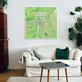 Prag-Stadtkarte als Poster im Jalma Design in einem Wohnzimmer mit einem Sofa