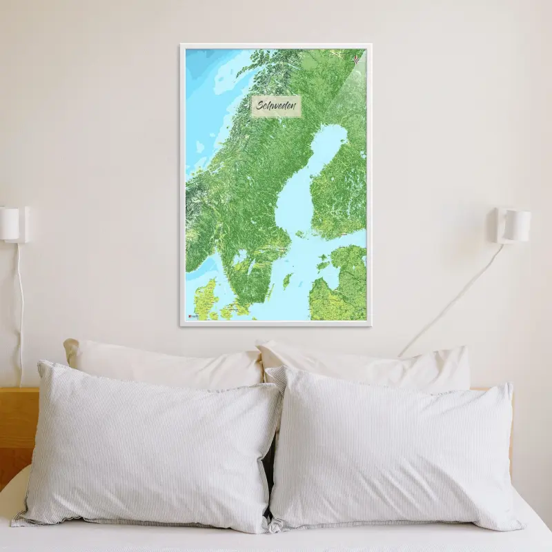 Schweden-Landkarte als Poster im Jalma Design über Kissen