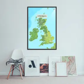 Landkarte des Vereinigten Königreichs (UK) als Poster im Jalma Design an der Wand über einer Bildergalerie