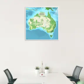 Australien-Landkarte als Poster im Jalma Design in einem Besprechungsraum