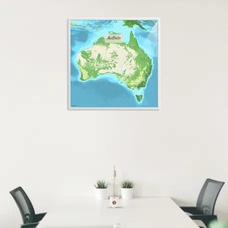 Australien-Landkarte als Poster im Jalma Design in einem Besprechungsraum