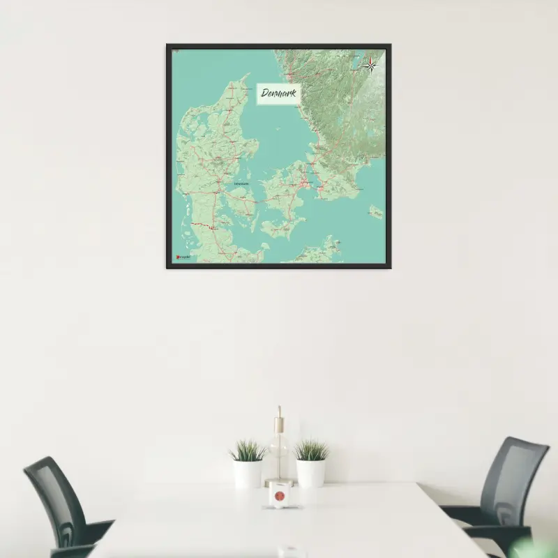 Dänemark-Landkarte als Poster im Nani Design in einem Besprechungsraum