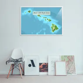 Hawaii-Landkarte als Poster im Jalma Design an der Wand über einer Bildergalerie