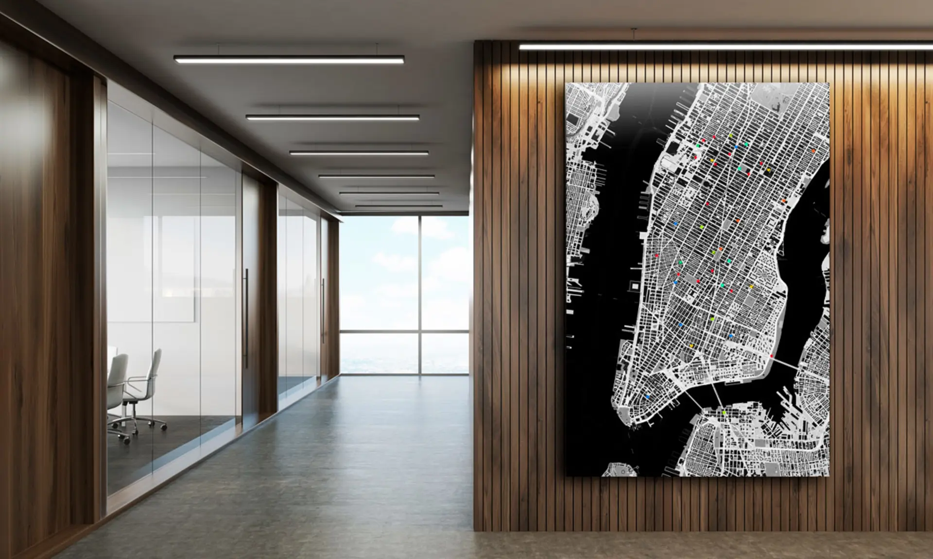 Nicht nur das Büro mit mapdid dekorieren - Landkarte als Wanddeko für Empfangsbereich, Besprechungsräume und Meetingräume