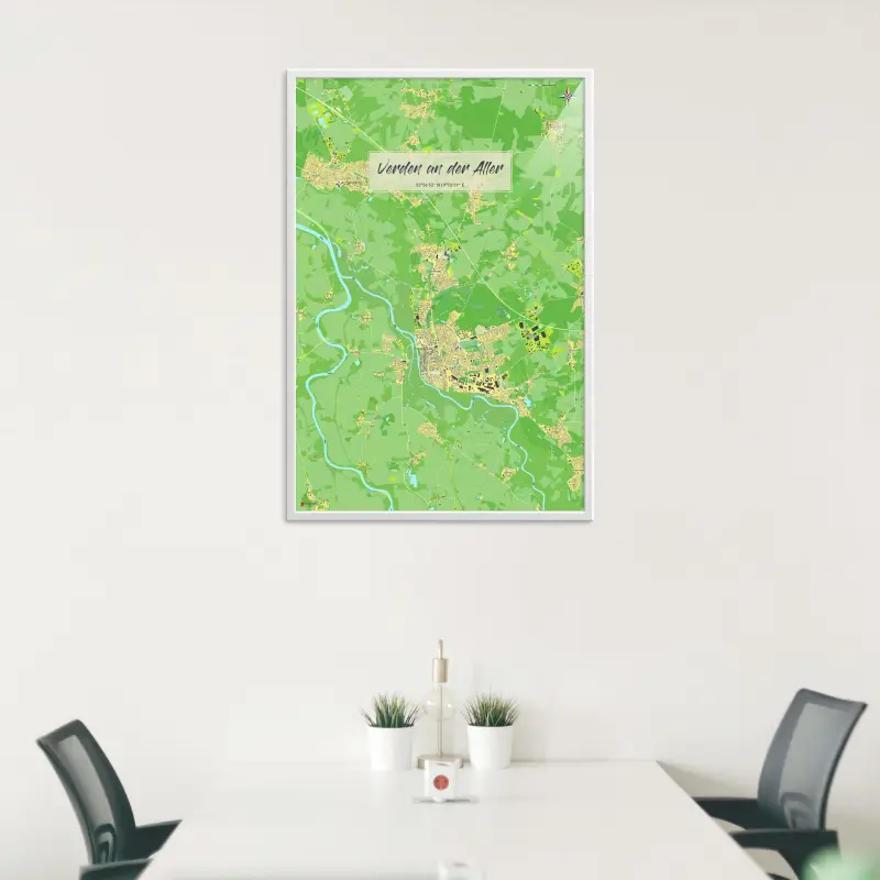 Verden-Landkarte als Poster im Jalma Design in einem Besprechungsraum