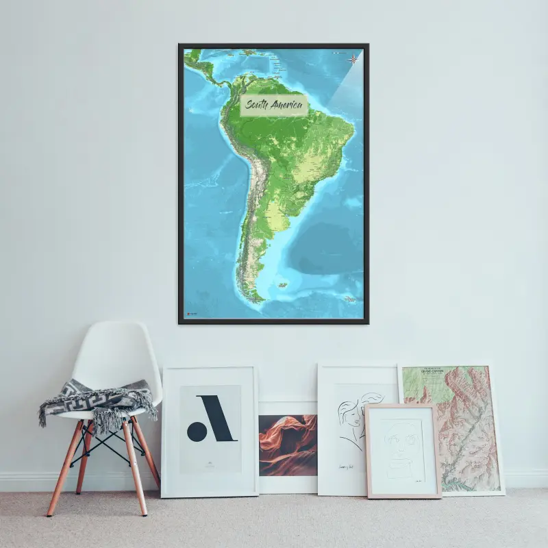 Südamerika-Landkarte als Poster im Jalma Design an der Wand über einer Bildergalerie