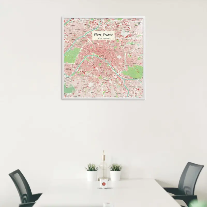 Paris-Stadtkarte als Poster im Nani Design in einem Besprechungsraum