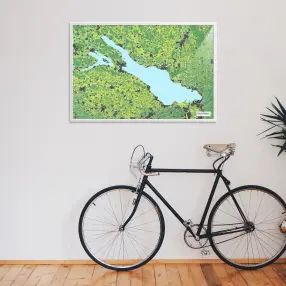 Bodensee-Landkarte als Poster im Jalma Design über einem Fahrrad