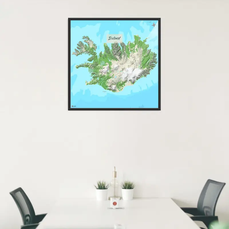 Island-Landkarte als Poster im Jalma Design in einem Besprechungsraum